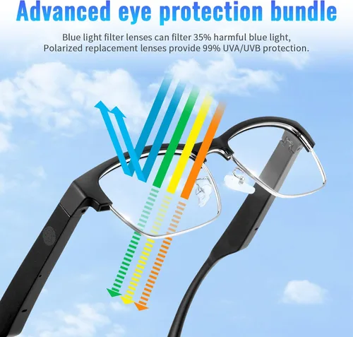 Vista 10 de Lentes inteligentes para mujeres y hombres, audio Bluetooth de oreja abierta