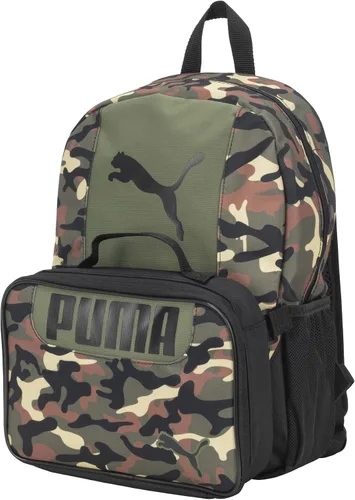 Vista 2 de Puma - Mochila y lonchera para niños, Combo de mochila para almuerzo, Verde oliva