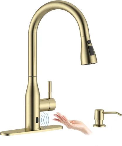 Vista 15 de APPASO Grifo de cocina de bronce con dispensador de jabón, grifo de fregadero de bronce frotado con aceite para cocina, grifo de fregadero de cocina