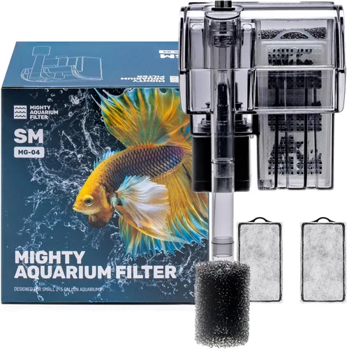 Vista 10 de Mighty Aquarium Filtro Colgante para Acuario - Filtro HOB para Acuario - Filtro Ajustable para Pecera - Filtros de Acuario - Filtro Nano