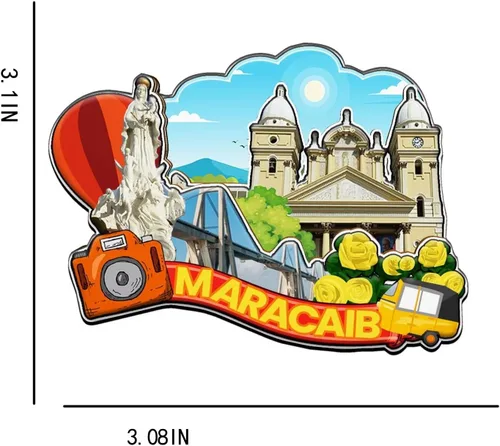 Vista 3 de Maracaibo Venezuela imán de nevera imán de madera 3D monumentos de viaje coleccionables recuerdos decoración hecha a mano -2156