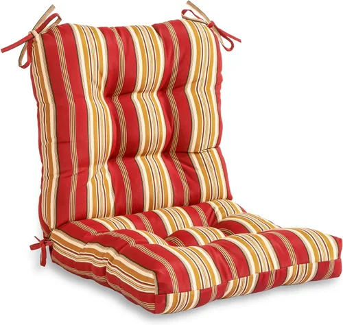 Vista 10 de Greendale Home Fashions Cojín para asiento y respaldo de exterior, 38 x 21 pulgadas, 1 unidad (paquete de 1), diseño de rayas canela