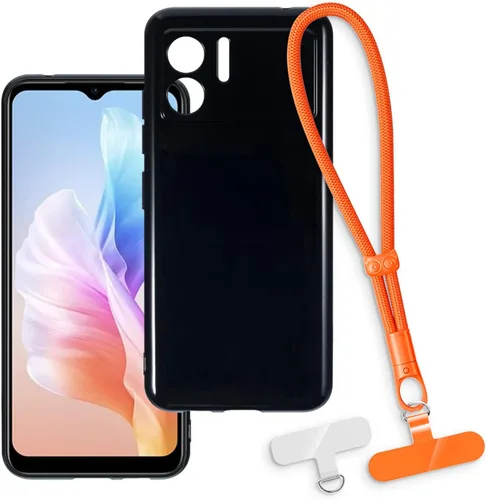Vista 16 de Estuche y correa de muñeca para Doogee N50 - transparente+negro Funda protectora 2 en 1 para teléfono de 6.52 pulgadas con cordón desmontable