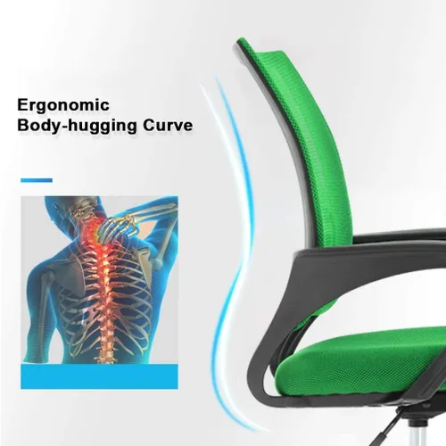 Vista 5 de Silla de oficina en casa, sillas de escritorio de malla para computadora con soporte lumbar, reposabrazos de altura ajustable, respaldo medio, silla