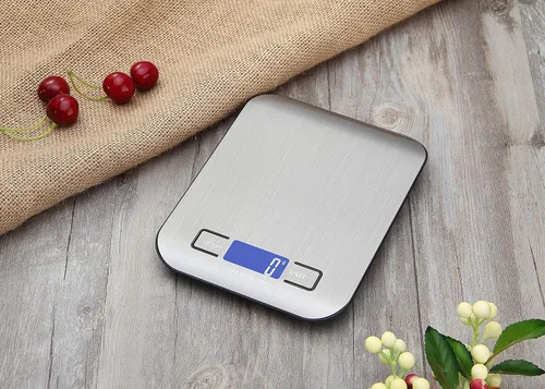 Vista 2 de Báscula digital de cocina, báscula de alimentos para hornear carne, unidad de gramo oz libra hasta 11 libras (0.04 oz-11.0 lbs), acero inoxidable