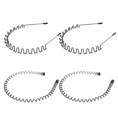 Vista 9 de Diademas de Metal, Con Dientes Cinta para el Cabello para Hombres, Diademas para Mujeres, Unisex Negro Ondulado Primavera Deportes al Aire Libre