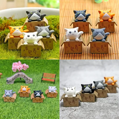 Vista 5 de 16 piezas de bonitas figuras de gato para decoración de pasteles, bonito gatito de hadas, jardín, micro paisaje, adorable estatua de animales