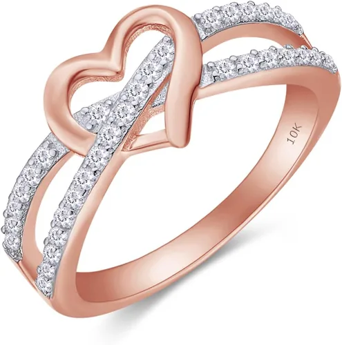 Vista 11 de AFFY Split Shank Infinity Heart Promise Ring for Women In Sterling Silver A: oro rosa 925