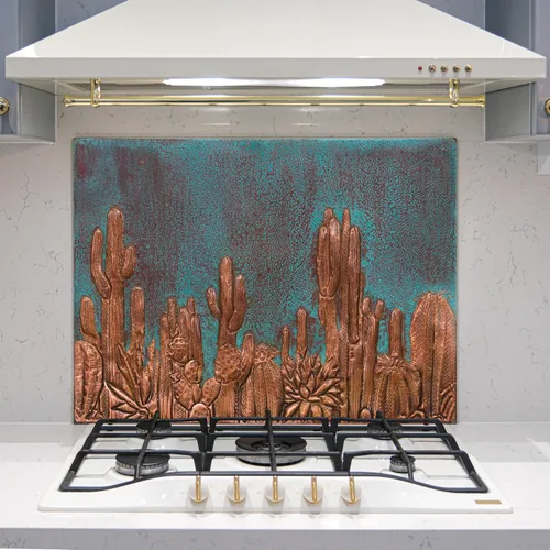 Vista 13 de Protector contra salpicaduras de cocina, salpicadero de cobre con símbolo del suroeste, panel de cobre personalizado, azulejos de cobre hechos a