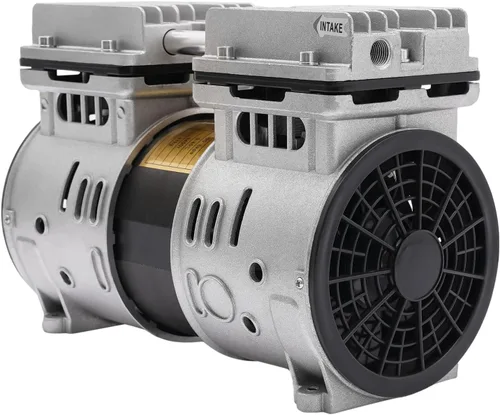 Vista 7 de Bomba de vacío sin aceite, 110V 370W Bomba de compresor de pistón sin aceite de alta presión Bomba de aire de vacío de alto flujo Cilindro doble