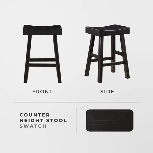 Vista 4 de Lexicon Juego de 2 Taburetes de Altura de Mostrador - Taburetes de Mostrador de Madera Maciza con Reposapiés, Sillas de Cocina sin Brazos para Isla