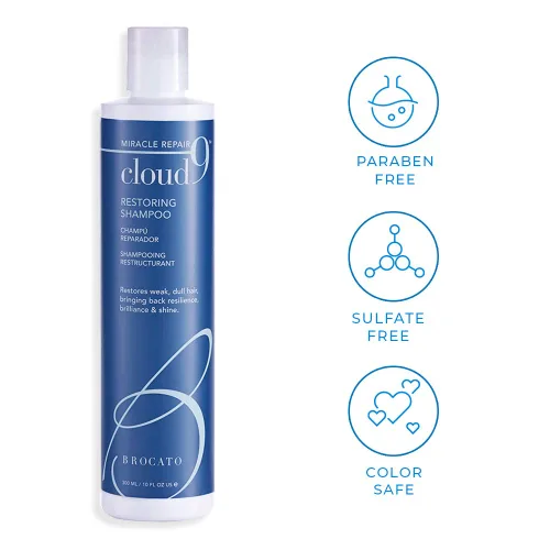 Vista 3 de Brocato Champú restaurador Cloud 9, 10 onzas líquidas Champú Miracle Repair, hidratante, hidratante y revitalizante Para cabello débil, opaco