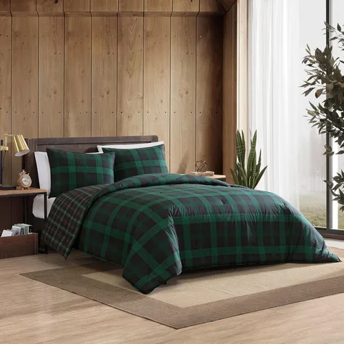 Vista 7 de Eddie Bauer - Juego de funda de edredón tamaño Queen, ropa de cama reversible de algodón con fundas a juego, juego de ropa de cama a cuadros