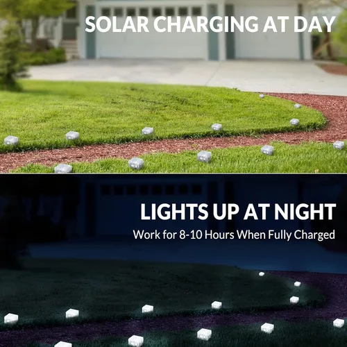Vista 7 de HOFLYW Paquete de 6 Luces Solares de Ladrillo para Paisajismo, Luz de Sendero, Decoración de Jardín, Iluminación de Pavimento para Patio