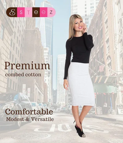 Vista 2 de ESTEEZ Falda lápiz para mujer, modesta elástica debajo de la rodilla, Chicago