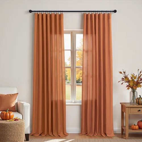 Vista 148 de KOUFALL Juego de 2 cortinas de puerta francesa, cortinas de lino para puerta/ventana, cortina transparente boho para cristal lateral delantero