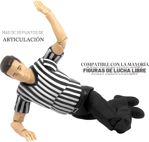 Vista 3 de Árbitro definitivo con articulación de lujo para figuras de acción de lucha libre Cuenta con más de 20 puntos de articulación, incluye 11 manos