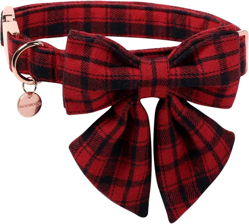 Vista 71 de DOGWONG Collar de otoño para perro con lazo, collar de moño para perro de Acción de Gracias, collar ajustable de algodón de otoño con hoja de arce