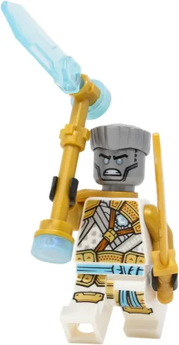 Vista 2 de LEGO Ninjago cristalizado: minigura dorada de Zane con arma de hielo