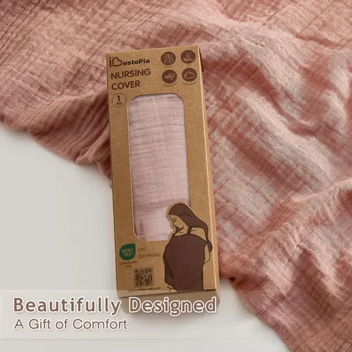 Vista 7 de Funda de lactancia de muselina para lactancia materna, cubierta de privacidad con aro rígido para mamá, transpirable, 100% muselina de algodón