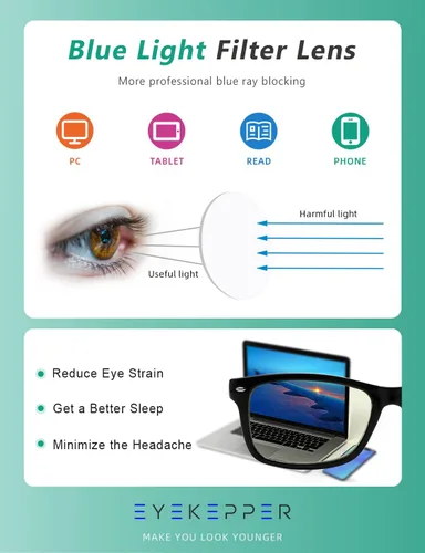 Vista 5 de Eyekepper Gafas de computadora, protección UV, antideslumbrante, antirreflectantes, lentes de computadora (negro azul)