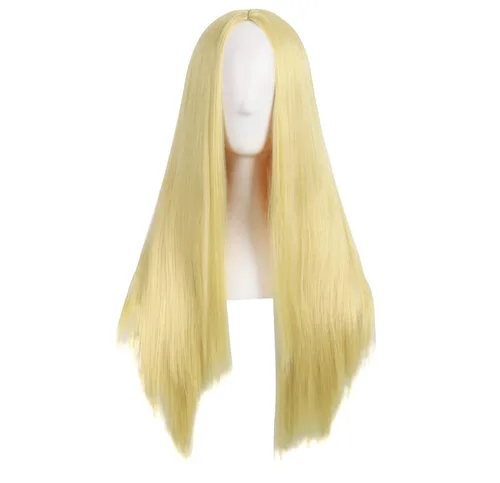 Vista 29 de MapofBeauty - Peluca sintética larga especial para mujer, de 28 pulgadas (70 cm), cabello lacio, color negro