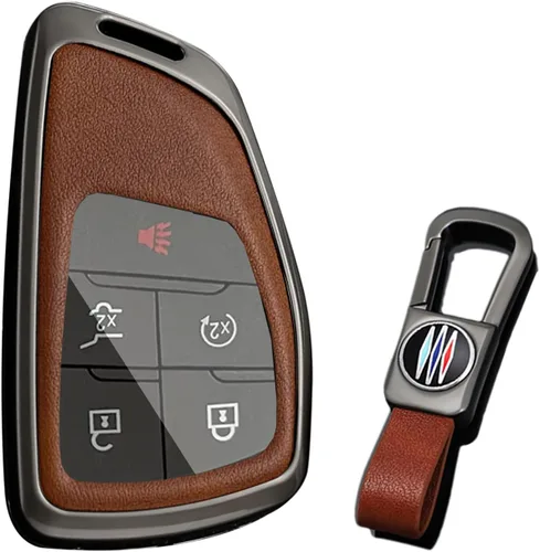 Vista 12 de KUNIO Funda para Llavero de Coche Compatible con Chevy Silverado Traverse Equinox Sierra 1500 2500HD 3500HD 2022-2025 Portallaves de Cuero PU Negro