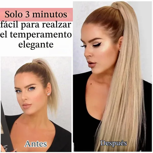 Vista 5 de Extensión de cola de caballo de 30 pulgadas de pelo largo lacio sintético, liso y suave, cola de caballo alta con clip de peine