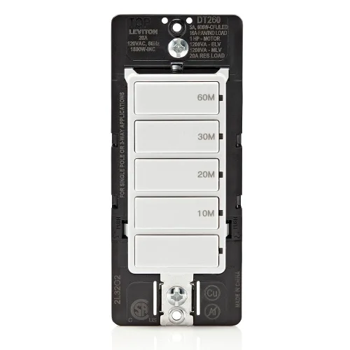 Vista 15 de Leviton Interruptor temporizador de cuenta regresiva para luces domésticas y extractores, 15-30 minutos, 1-2 horas, no requiere cable neutro, un