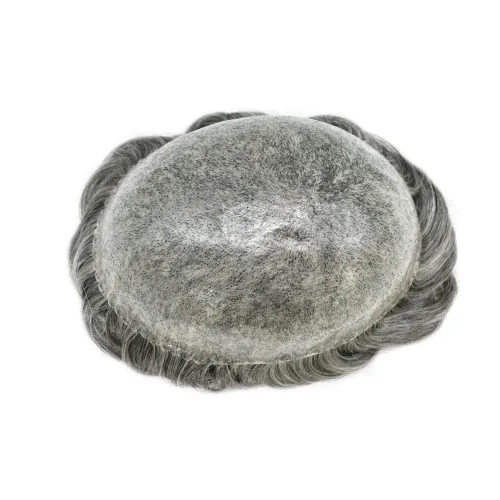 Vista 488 de Toupee para hombre 100% cabello humano real tupé para hombres 0.004 in piel de poliuretano para hombre, sistema de reemplazo de piezas de pelo
