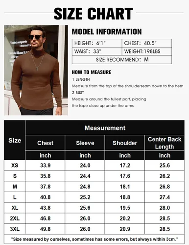 Vista 6 de COOFANDY Suéter de cuello alto ajustado para hombre, casual, básico, de manga larga, suéter de punto
