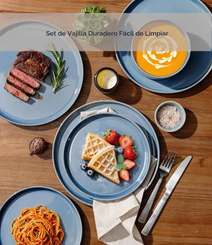 Vista 4 de GBHOME Stoneware Dinnerware Sets for 4, 12-Piece Plates and Bowls Set