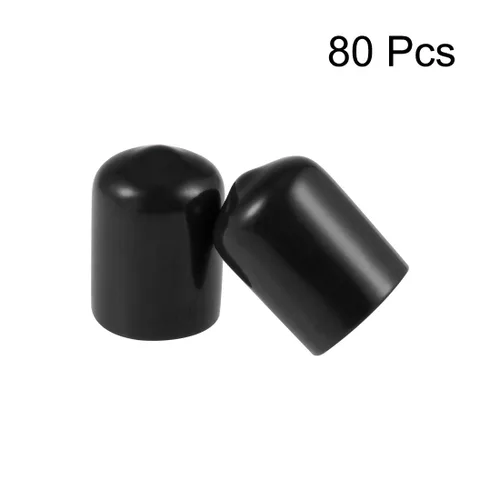 Vista 2 de uxcell 80 tapas de goma de 0.551 in de vinilo de identificación redonda tapa tapa de rosca de tornillo protectores negro