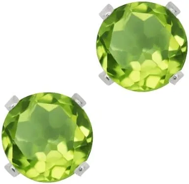 Vista 5 de Gem Stone King Juego de 3 aretes redondos de amatista, citrino y peridoto de 0.157 in para mujeres y hombres en plata de ley 925, Plata de ley