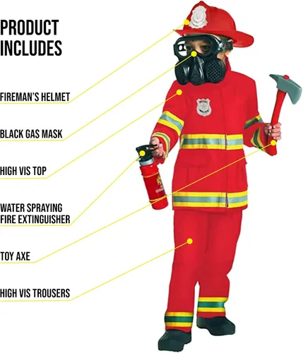 Vista 2 de Morph Red Firefighter Costume for Kids Fireman Costume for Kids Firefighter Costume Fire Fighter Costume for Kids