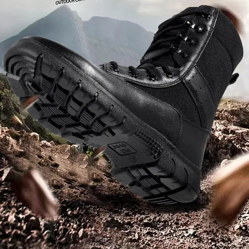 Vista 3 de Botas tácticas para hombre, botas de combate ligeras, botas de trabajo duraderas, botas de desierto
