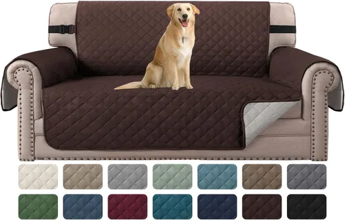 Vista 58 de H.VERSAILTEX Funda de sofá resistente al agua para sofá de 3 cojines, reversible, protector de muebles acolchado con correa elástica, funda de sofá