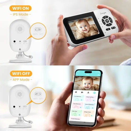 Vista 9 de Simyke - Monitor de bebé AI con tarjeta SD 8G, cámara inteligente