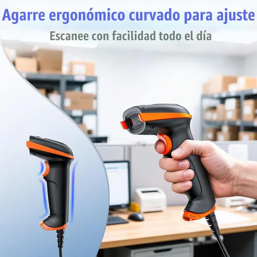 Vista 2 de Tera Escáner de código de barras 2D con cable USB: mango ergonómico Plug and Play, D5100Y