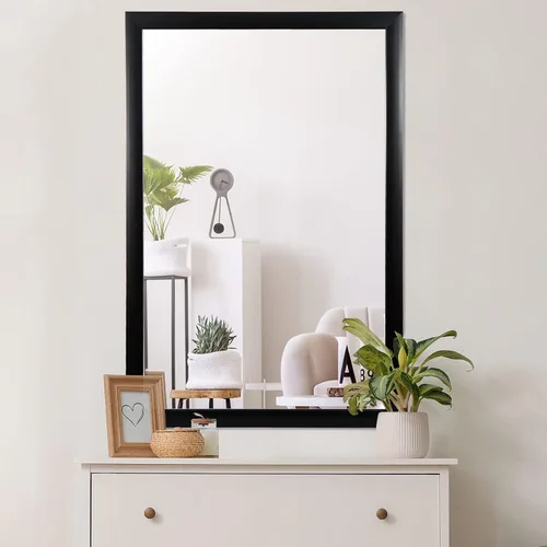 Vista 9 de ZenStyle Espejo de baño con marco de metal negro, espejo rectangular de 24 x 36 pulgadas con esquina de pico para entrada, sala de estar, baño