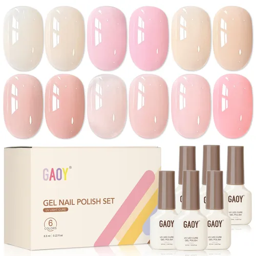Vista 9 de GAOY Berry Collection - Esmalte de uñas en gel, color rosa intenso, borgoña, rojo, cereza y magenta, kit de esmalte de uñas para manicura de salón