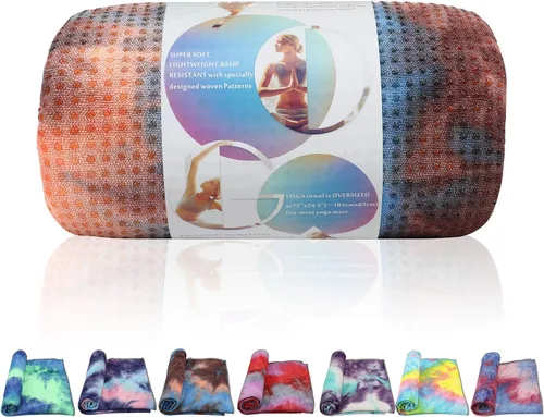Vista 3 de Toallas de yoga, toalla de yoga antideslizante con textura de gofre antideslizante, manta de yoga de microfibra 100% absorbente, sin olor