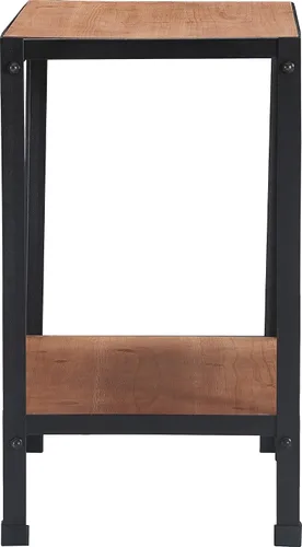 Vista 11 de Serta Overland - Mesa auxiliar de 2 niveles, muebles decorativos de madera rústica y metal negro, marco estrecho rectangular, fácil montaje