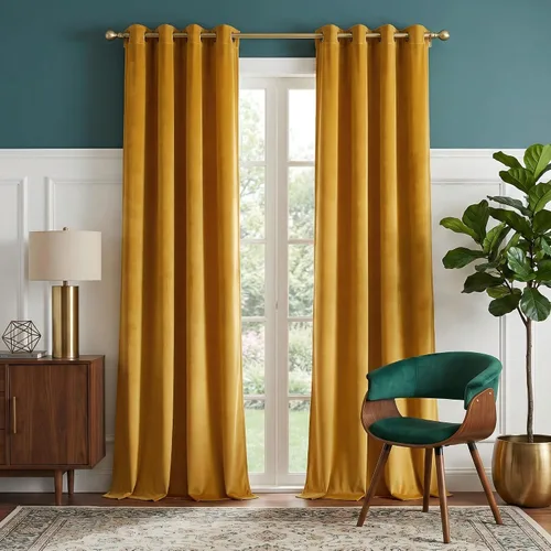 Vista 31 de NICETOWN Cortinas de terciopelo beige 100% opacas de 84 pulgadas de largo, 52 pulgadas de ancho, 2 paneles para dormitorio y sala de estar, cortinas