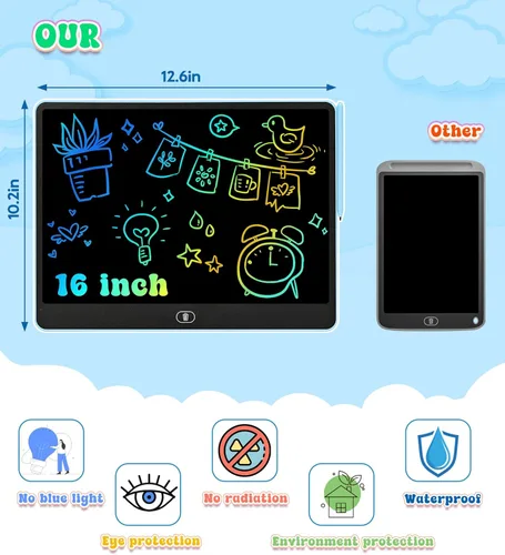 Vista 3 de Tableta de escritura LCD para niños, tabletas de dibujo coloridas de 16 pulgadas, juguetes educativos de aprendizaje para niños de 3, 4, 5, 6, 7, 8