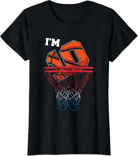 Vista 35 de Camiseta de regalo de cumpleaños con red de baloncesto de 10 años, Negro