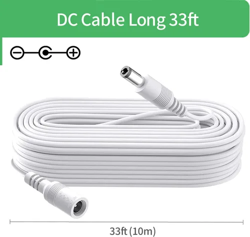 Vista 6 de Cable de extensión de alimentación de 33 pies 10 M CC 12 V para cámara de seguridad CCTV DVR independiente, cable de extensión de CC de 0.217 in x