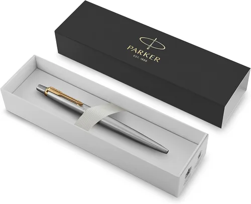 Vista 2 de Parker Jotter Bolígrafo de acero inoxidable CT bolígrafo, con caja de regalo, dorado, (Steel and Gold)