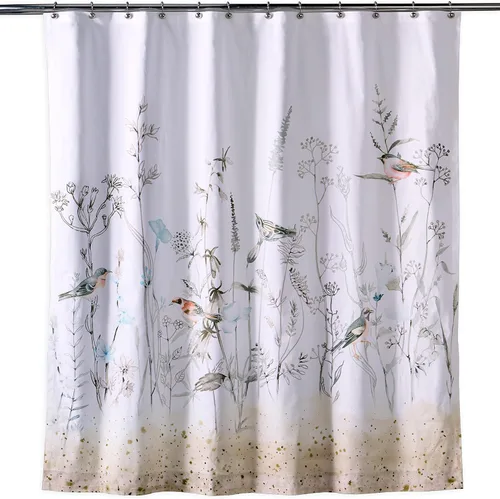 Vista 22 de Maison d' Hermine Cortina de ducha 100% algodón, un panel, 70 x 72 pulgadas, cortinas de ducha de tela lavable para baño, fácil de colgar con 12
