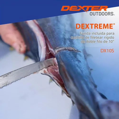 Vista 7 de Dexter Outdoors Dextreme Cuchillo de filete rígido de 10 pulgadas de doble filo Incluye funda